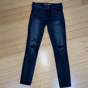 American Eagle charcoal skinny ripped jeans